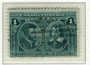 CANADA; 1908 early Quebec Pictorial issue fine used 1c. value