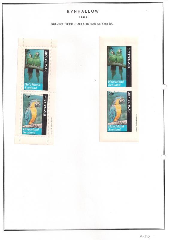 SCOTLAND - EYNHALLOW - 1981 - Parrots - Perf & Imperf 2v Sheets - MLH