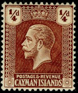 CAYMAN ISLANDS SG69, 1/4d yellow-brown, LH MINT.