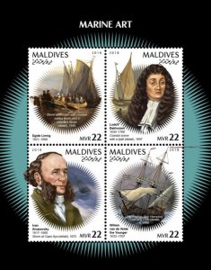 MALDIVES - 2018 - Marine Art - Perf 4v Sheet - Mint Never Hinged