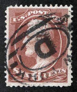 US Sc 208a Red Brown 6¢ Oval Cancel VF