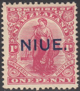 Niue 1917-20 MH Sc #22 SG #24 NIUE O/P on NZ 1p 'Commerce'