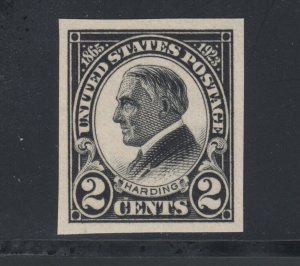 US Sc 611 MNH. 1923 2c black, imperf Harding Memorial issue, fresh, VF