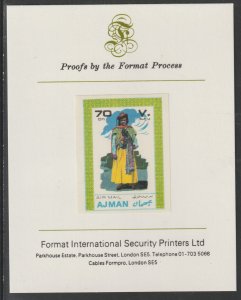 AJMAN 1968 COSTUMES  imperf on FORMAT INT PROOF CARD