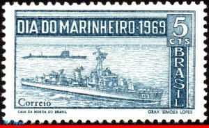 1148 BRAZIL 1969 NAVY DAY, DESTROYER AND SUBMARINE, SHIPS, MI# 1241 C-660, MNH