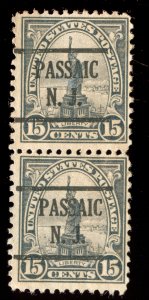 US Scott 696 Pair Used Precancel Passiac, NJ. 