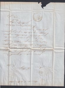 FRANCE 1848 STAMPLESS FOLDED LETTER ARMENTIERES TO LILLE W/ CONTENTS