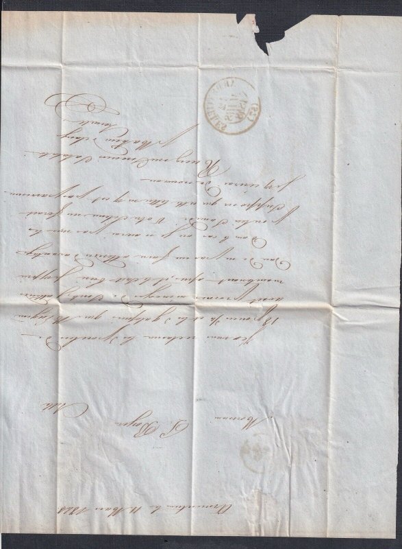 FRANCE 1848 STAMPLESS FOLDED LETTER ARMENTIERES TO LILLE W/ CONTENTS