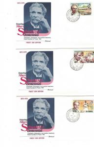 Gambia 312 - 314 - Albert Schweitzer. First Day Covers.  #02 GAMB312FDC