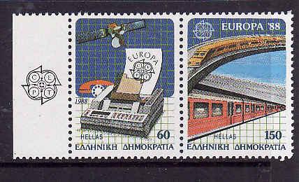 Greece-Sc#1622a-Unused NH Europa set-1988-perf 12.5-