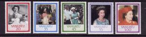 Vanuatu-Sc#414-18-unused NH set-QEII 60th Birthday-Royalty-1986-