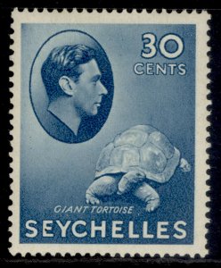 SEYCHELLES GVI SG142a, 30c blue, M MINT. Cat £50. CHALKY