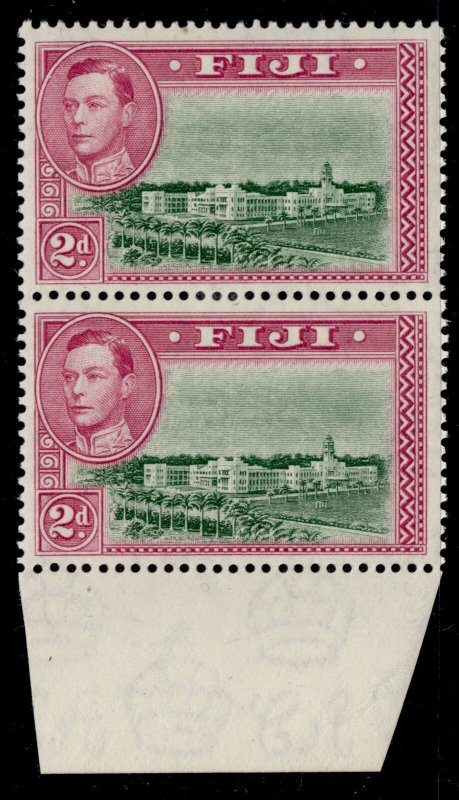 FIJI GVI SG255aa, 2d green & magenta, NH MINT. Cat £60. SCRATCHED BUILDING