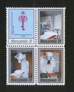 MACEDONIA-MNH** BLOCK OF 4 STAMPS-RED CROSS-CANCER-1993.