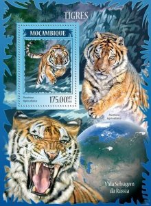 2014 MOZAMBIQUE MNH. TIGERS   |   Y&T Code: 840  |  Michel Code: 7379 / Bl.915