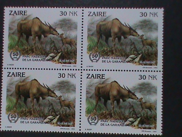 ​ZAIRE-1993-SC# 1403 NATL.GAME PARK 50TH ANNIV: CAPE ELAND MNH BLOCK VF