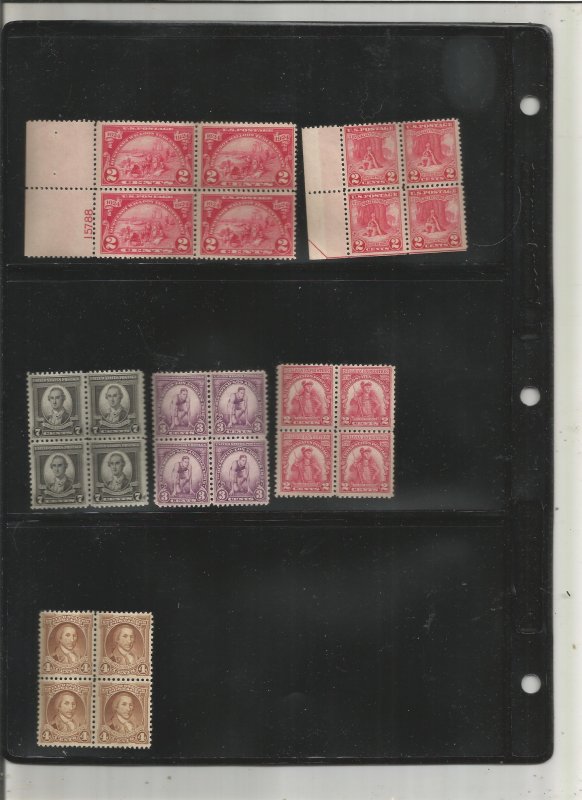 US EARLY 1900'S BLOCK OF 4 COLLECTION, ALL MLH/MNH