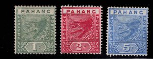 MALAYA-Pahang Scott 11-13 Unused Tiger stamp set, 11 no gum, 12-13 MH* CV $23