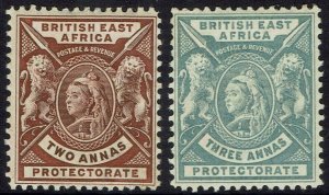 BRITISH EAST AFRICA 1896 QV LIONS 2A AND 3A