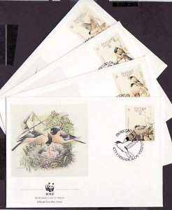 Portugal-Azores, Scott cat. 385-388. Birds on W.W.F. issue. 4 First day cover. ^