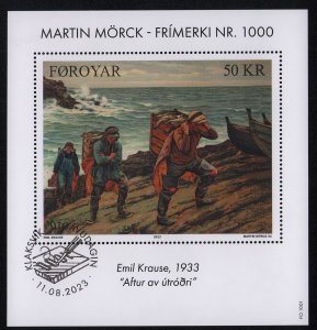 Faroe Island 2023 Martin Mörck M. Morck  Stamp no. 1000 souvenir sheet w/ FDC