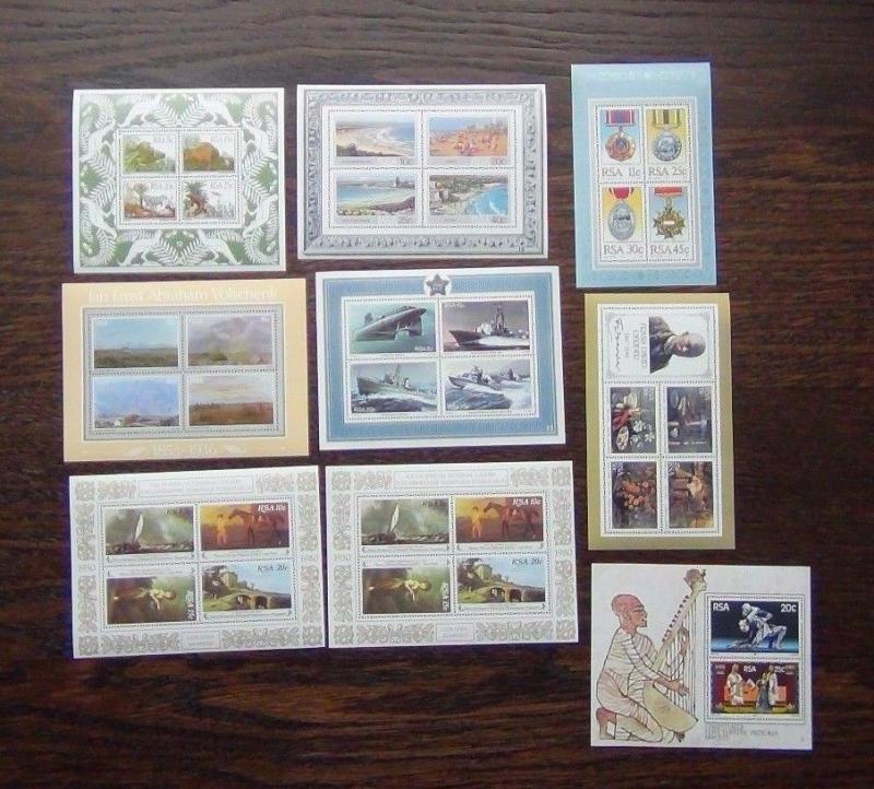 South Africa 1978 1985 Miniature Sheets MNH Navy Paintings Zulu Fossils Theatre