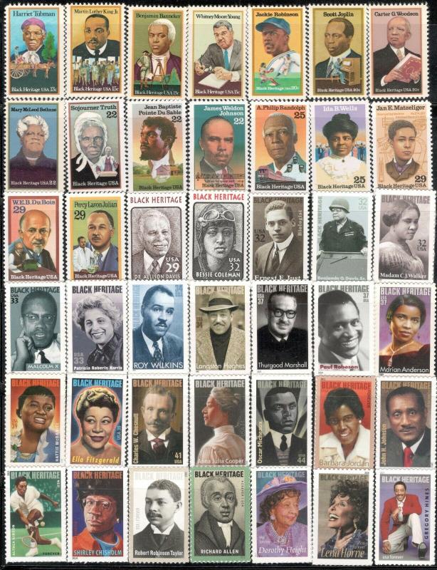 1744/5349 Black Heritage True Complete Set Of 42 Stamps Mint/nh 