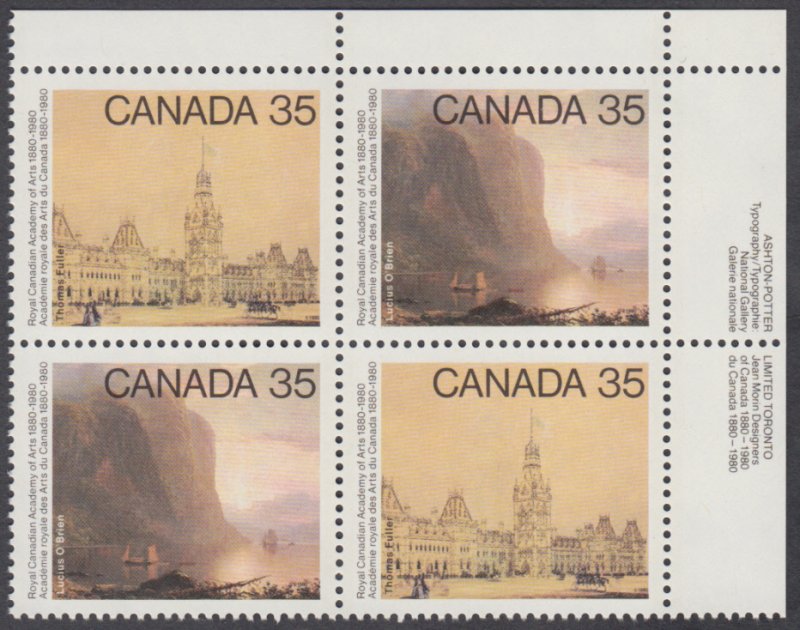 Canada - #852a Academy Of Arts Plate Block - MNH