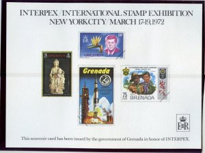 GRENADA 1972 INTERPEX  JOHN F.  KENNEDY SOUVENIR CARD  MINT NH