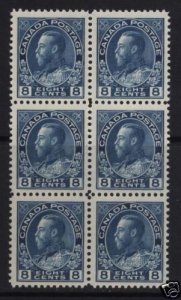 Canada #115 VF/NH Block Of Six