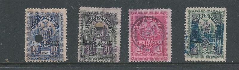 4  different New York  State Stock Transfer Tax stamps