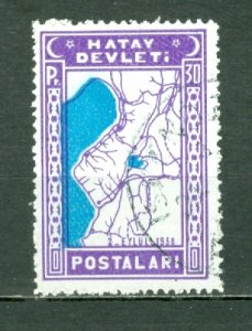 HATAY 1939 MAP #13...USED...$0.75