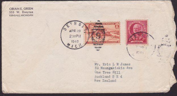 USA 1940 cover to New Zealand - Foreign Trade Week cinderella...............2600