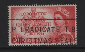 Australia   #259  used   1953   coronation 3 1/2p