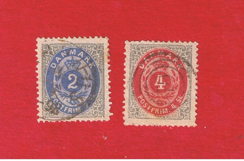 Denmark #16 & #18  VF used  Numbers   Free S/H