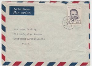 czechoslovakia 1949 airmail stamps cover ref 19647