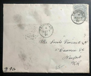 1891 Trinidad & Tobago Vintage Cover To Newport Ri USA Via New York