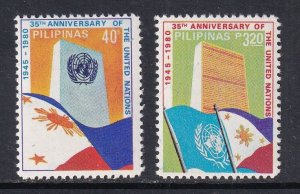 Philippines  #1489-1490  MNH  1980 anniversary UN