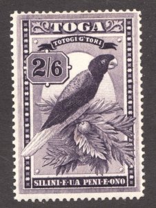 1942 Toga Tonga Sc# 80 - 2sh6p  Red-breasted Musk Parrot bird - MNH Cv$35