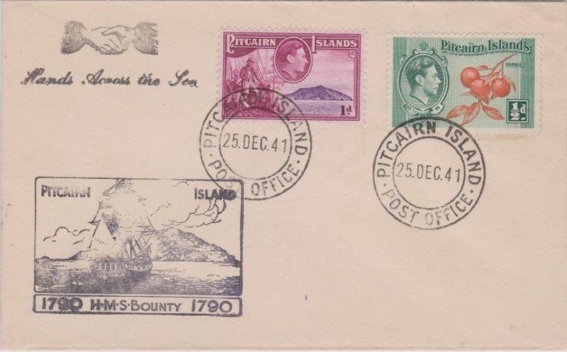 Pitcairn Island 1/2d KGVI Cluster of Oranges and 1d KGVI Fletcher Christian w...