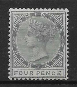 DOMINICA SG24a 1886 4d GREY MALFORMED CE VAR MTD MINT