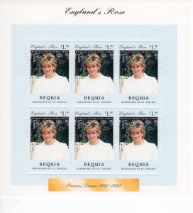 Bequia 1997 Sc#301 Diana,Princess of Wales (1961-1997) Sheetlet (6) MNH