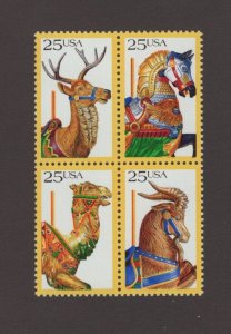 Scott 2390 - 2393 - Carousel Animals. Block Of 4.  MNH. OG. #02 2390b4