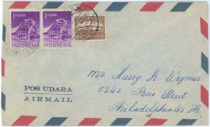 93753 -  INDONESIA  - POSTAL HISTORY -  Airmail COVER to the USA  1956