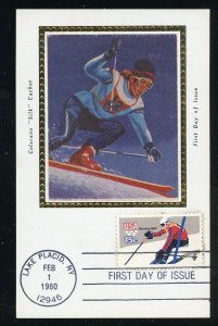 US 1796 1980 Winter Olympics - Downhill Skiing UA Colorano cachet FDC 