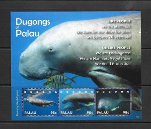 PALAU #1027-9 TURTLES, SHARKS, DUGONGS   MNH