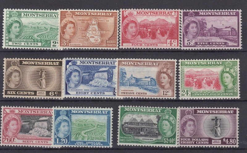 Montserrat QEII 1953 Set To $4.80 SG136a/149a MNH (24c MLH) BP2281