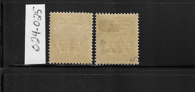 INDIA-CHAMBA- SCOTT #O24-O25 1913 OFFICIALS INDIA OVERPRINTS- MINT LH/HINGED