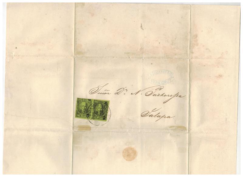 1870s Veracruz Mexico Letter sheet Cover to Jalapa