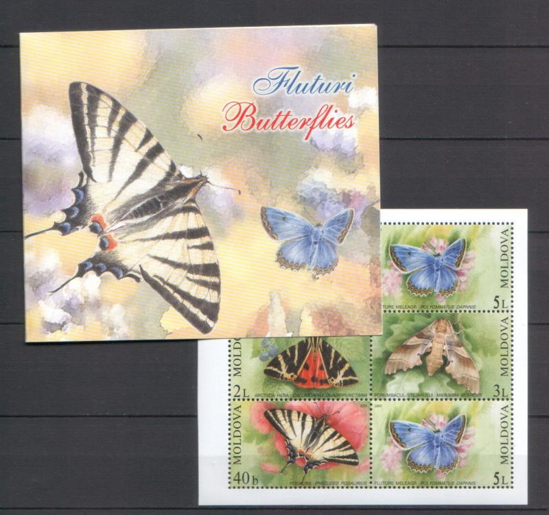 Moldova 2003 Butterflies Minisheet 6 MNH stamps Booklet